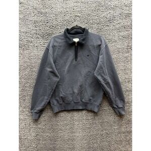 Aime Leon Dore Embroidered Crest Quarter-Zip Pullover Sweater Gray Mens Size M